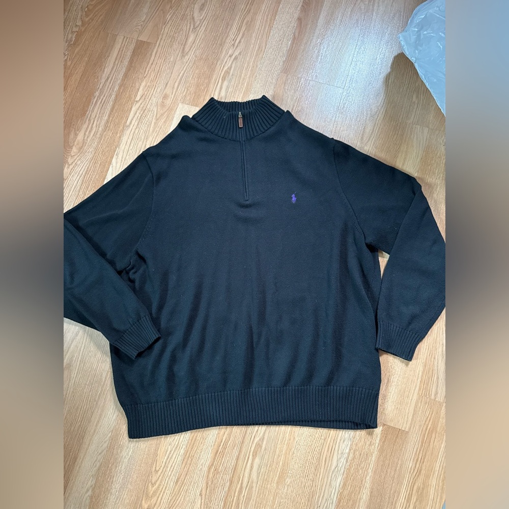Ralph Lauren Black quarter zip purple pony mens 4XLT